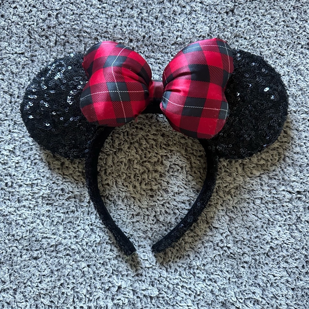 Disneyland Disney Parks Sequin & Plaid Bow Mickey Ears